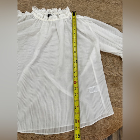 NWOT Current Air Anthropologie Airy Sheer Ruffles Puff Sleeve Blouse medium - Picture 14 of 17